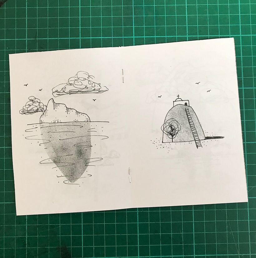 trying different uses of the shapes, using scribble styles and birds as shared elements