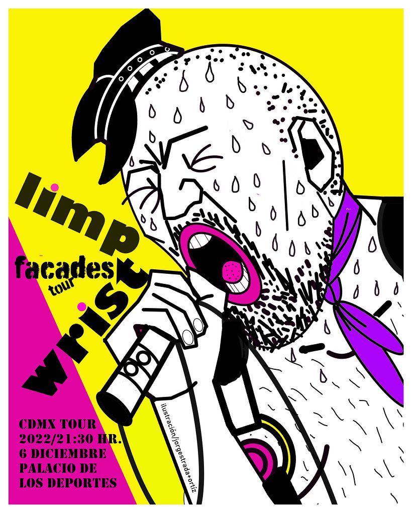 Grupo Limp Wrist , representante del Queer Rock, ilustración del cantante Martín Crudo.