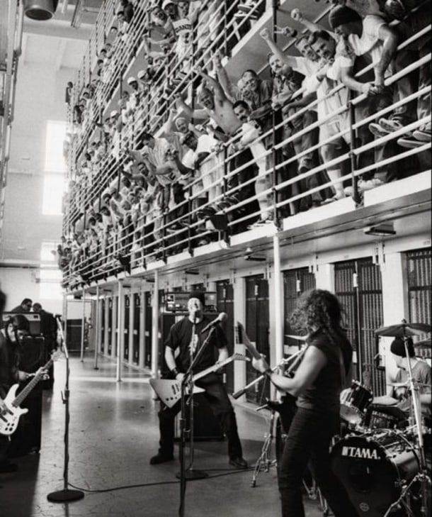 Metallica performing at a prison in California. Credit: Danny Clinch