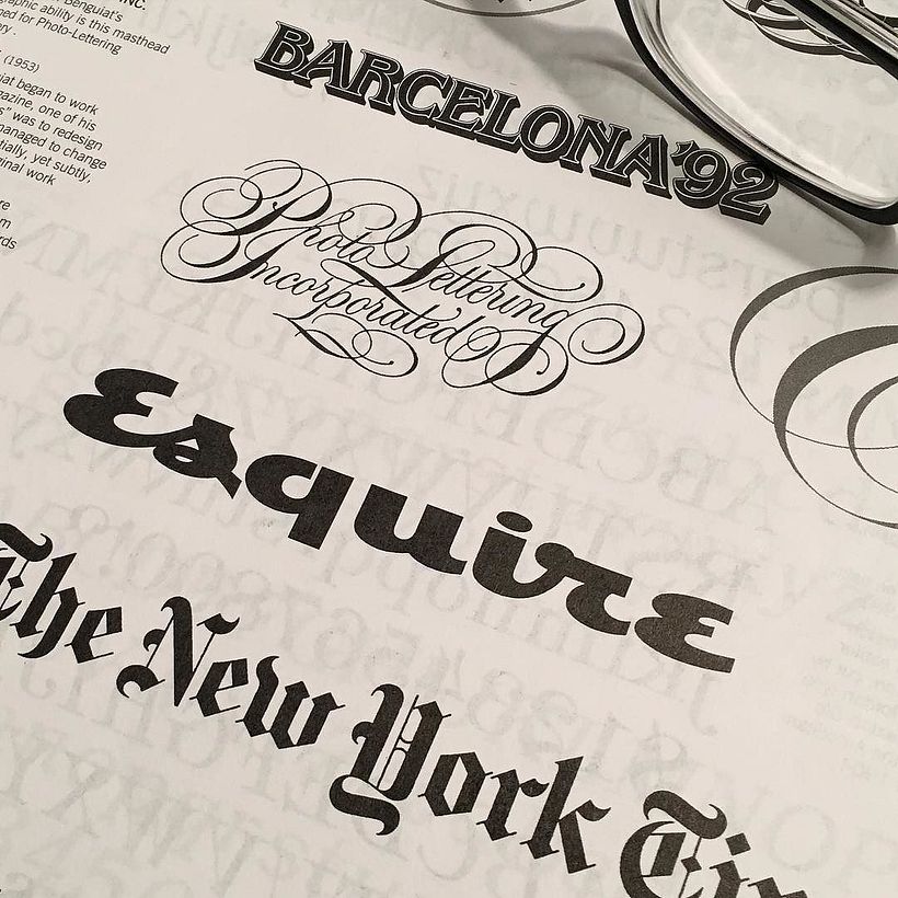 The logos of Barcelona'92, Esquire, and The New York Times, created by typographer Ed Benguiat.