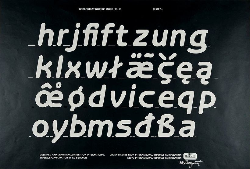Ed Benguiat. Specimen of ITC Benguiat Gothic (1979). Cary Graphic Arts Collection.