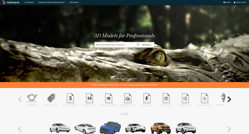 Turbosquid is a website with several car models.