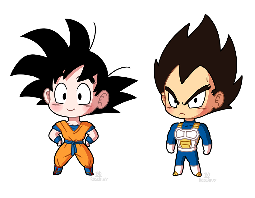 Personajes de Dragon Ball en versión chibi. MediaBang.