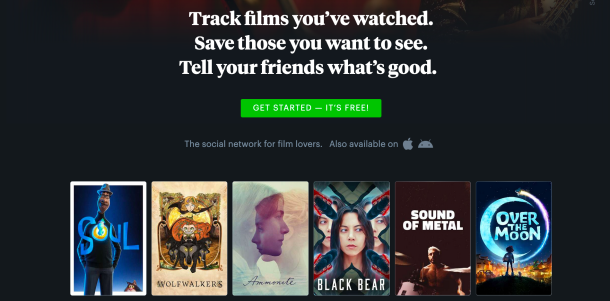 Letterboxd, a website+app to keep a film diary app to manage activities