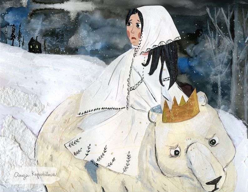 Illustration 1: leaving her home to go with the Bear