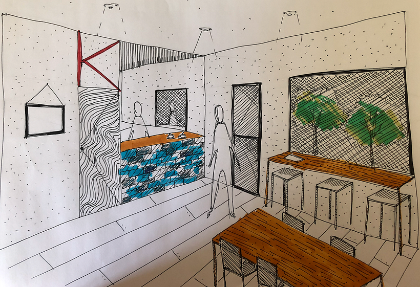 My project in Introduction to Freehand Architectural Design course 3
