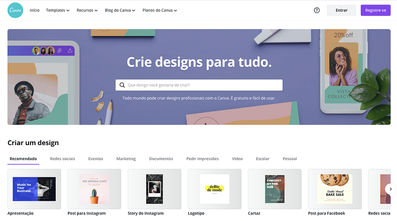 Canva, app gratis y online para tener recursos.