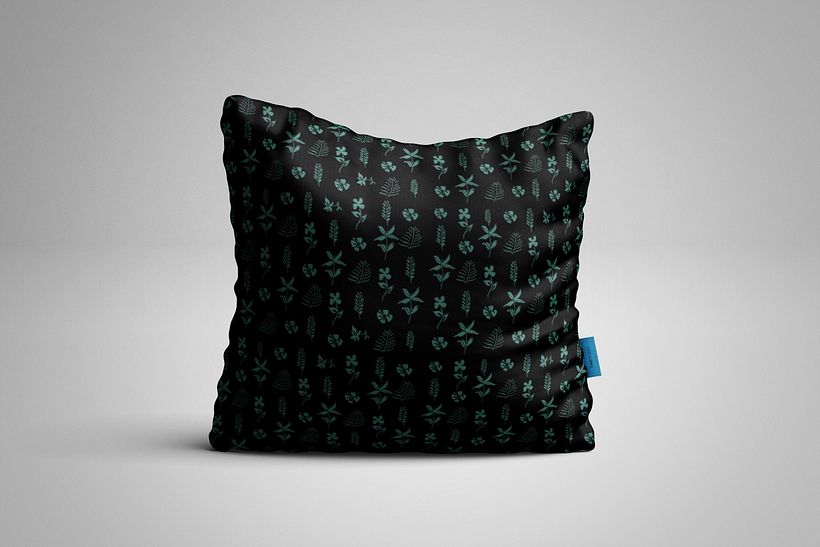 Green and Black Floral Pillow Pattern