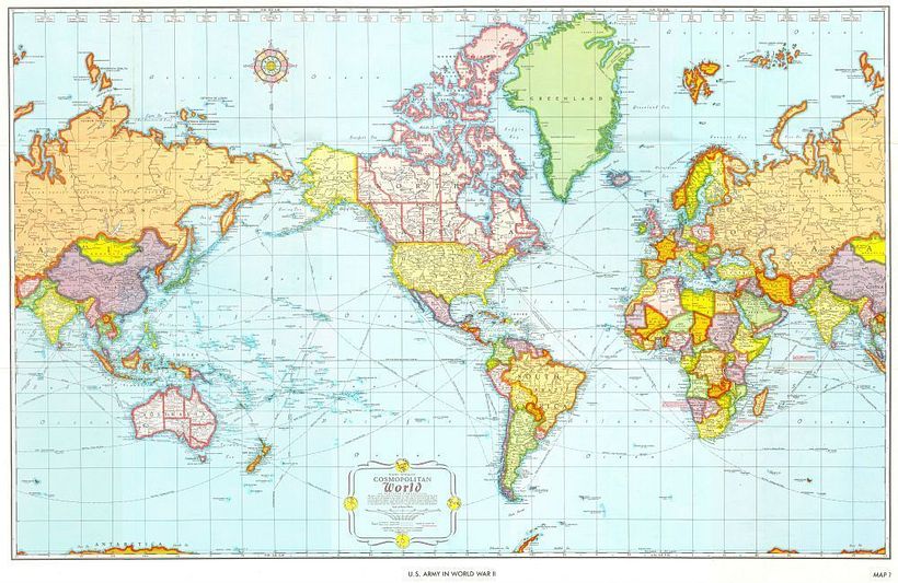 Mapa creado en los Estados Unidos en el que el país aparece en el “centro” del mundo