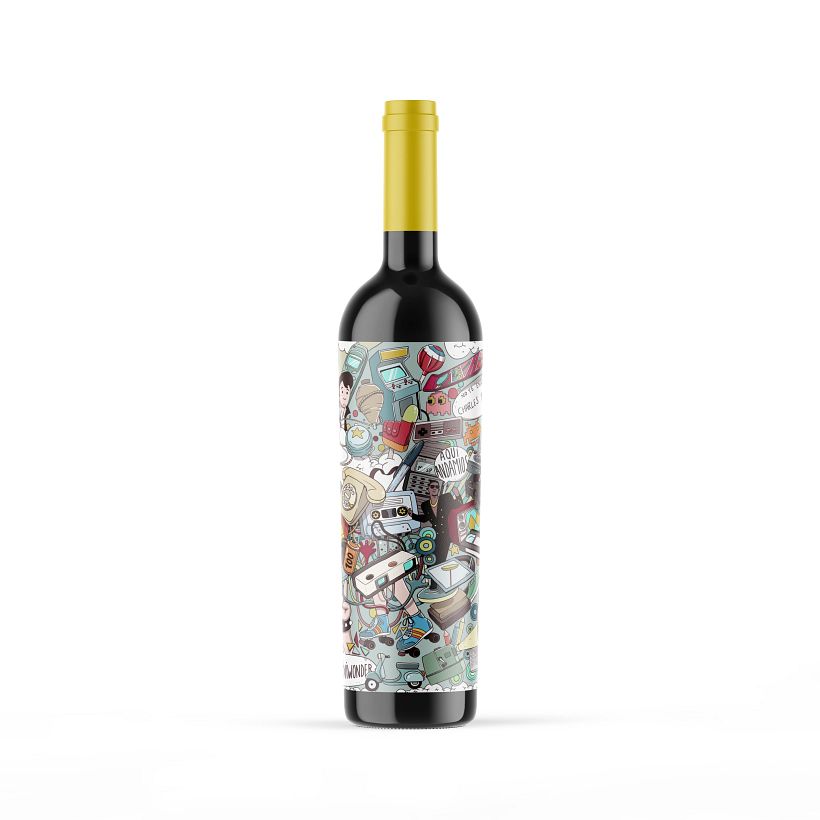 Wine label. Flipas Garnacha, by Óscar Lloréns.