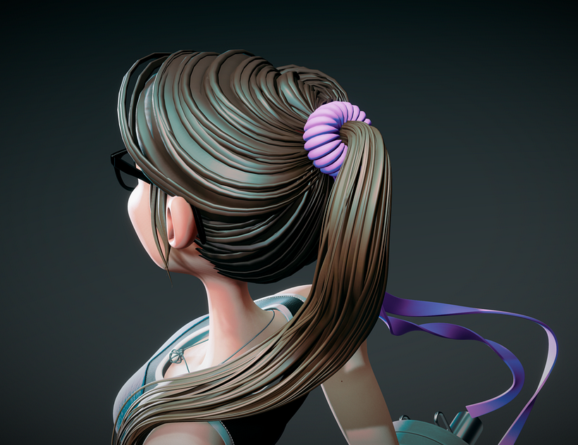 Se modeló un pelo con geometría para su visualización en el visor online "Sketchfab"