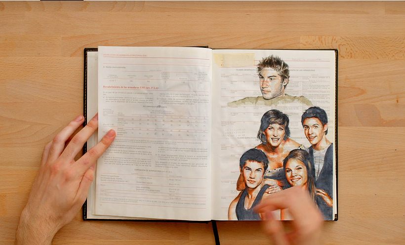 Retratos em um dos livros escolares de Carlos Rodríguez Casado