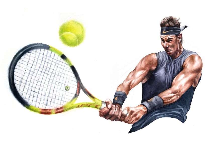 Esta ilustração de Rafa Nadal para o El Mundo está incluída no portfólio pelo qual Carlos ganhou o 2020 ÑH Awards