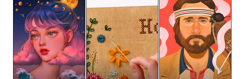 Variedad de creativos en el TikTok de Domestika.