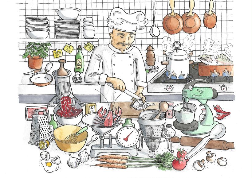 My project in Creative Sketching: Fill Your Illustrations with Life and Detail course - my imaginary kitchen scene  0
