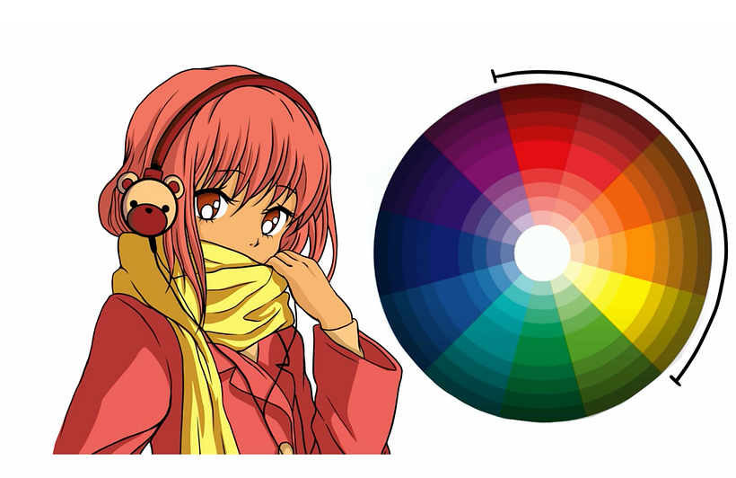 The color wheel applied to manga illlustration.