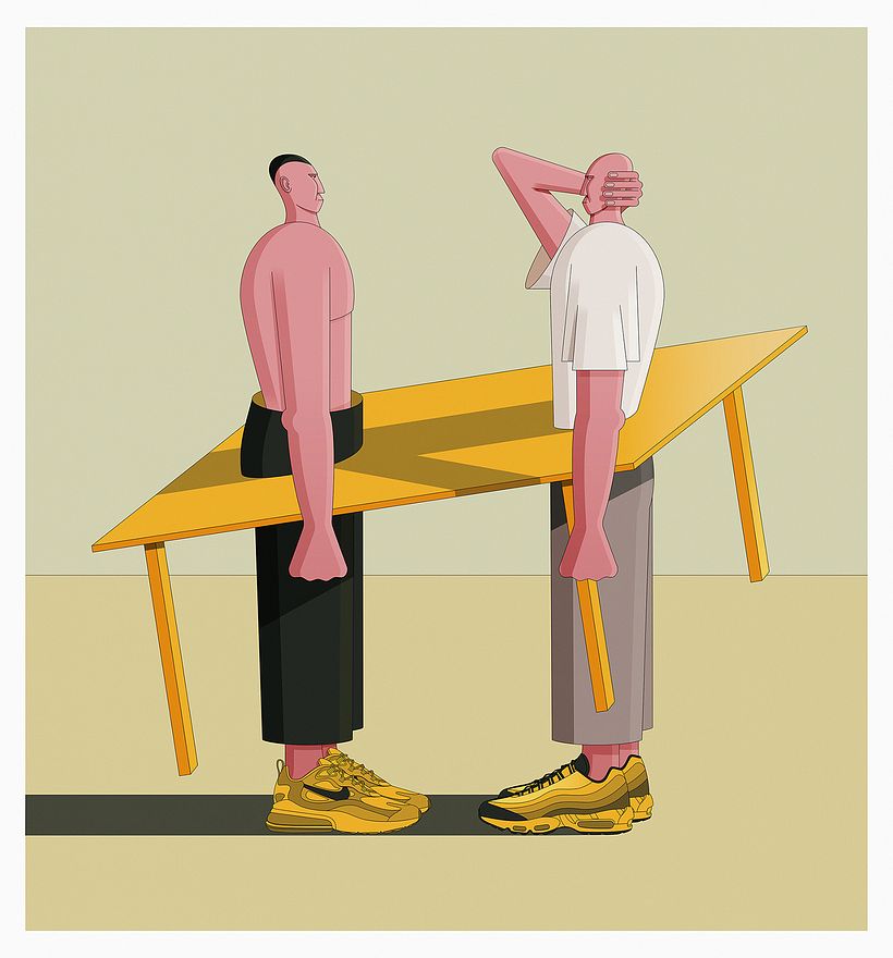 Illustration about quarantine inability of people. Inspired by a sentence from Nietzsche. 