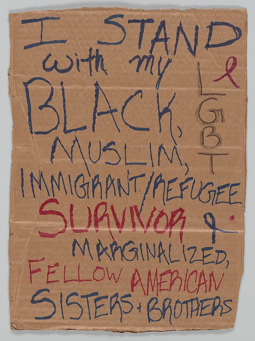 Sign from Women’s March on Washington with “I Stand with…”, 2017. NMAAHC