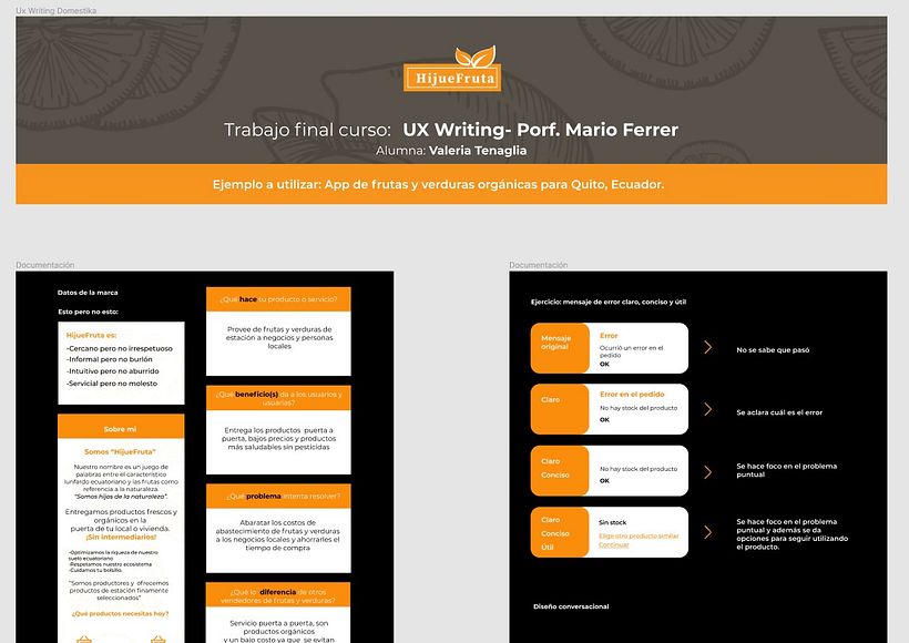 UX Writing: HijueFruta 1