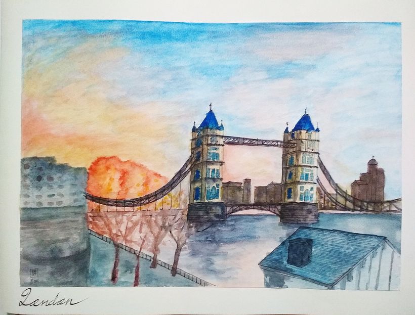 London in water colour sketch