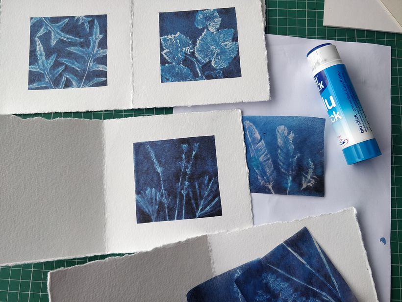  Glueing the prints to the bifolios