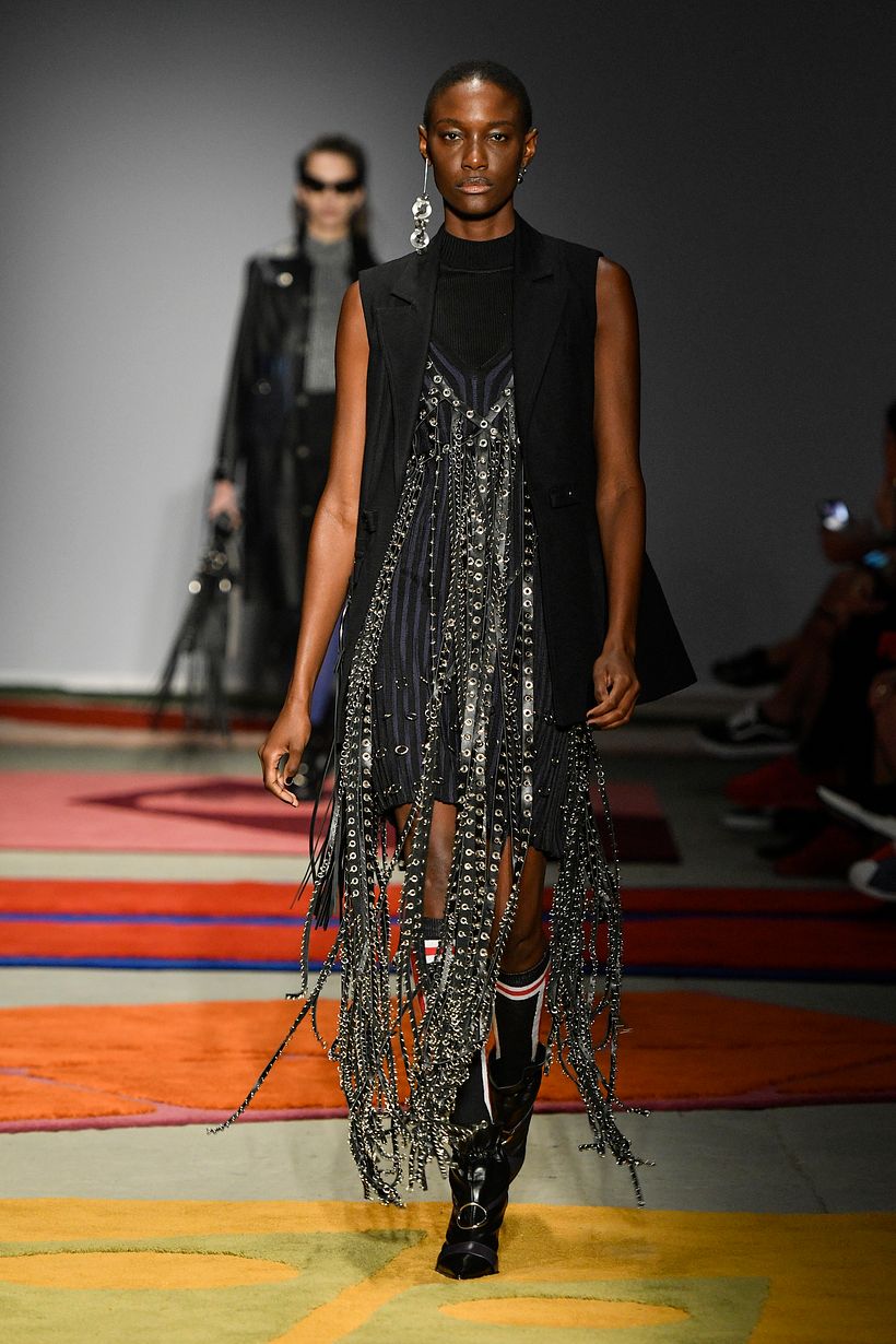 LOOK 27 - Knit mini dress + Cotton Waistcoat +  Handmade metal/leather dress