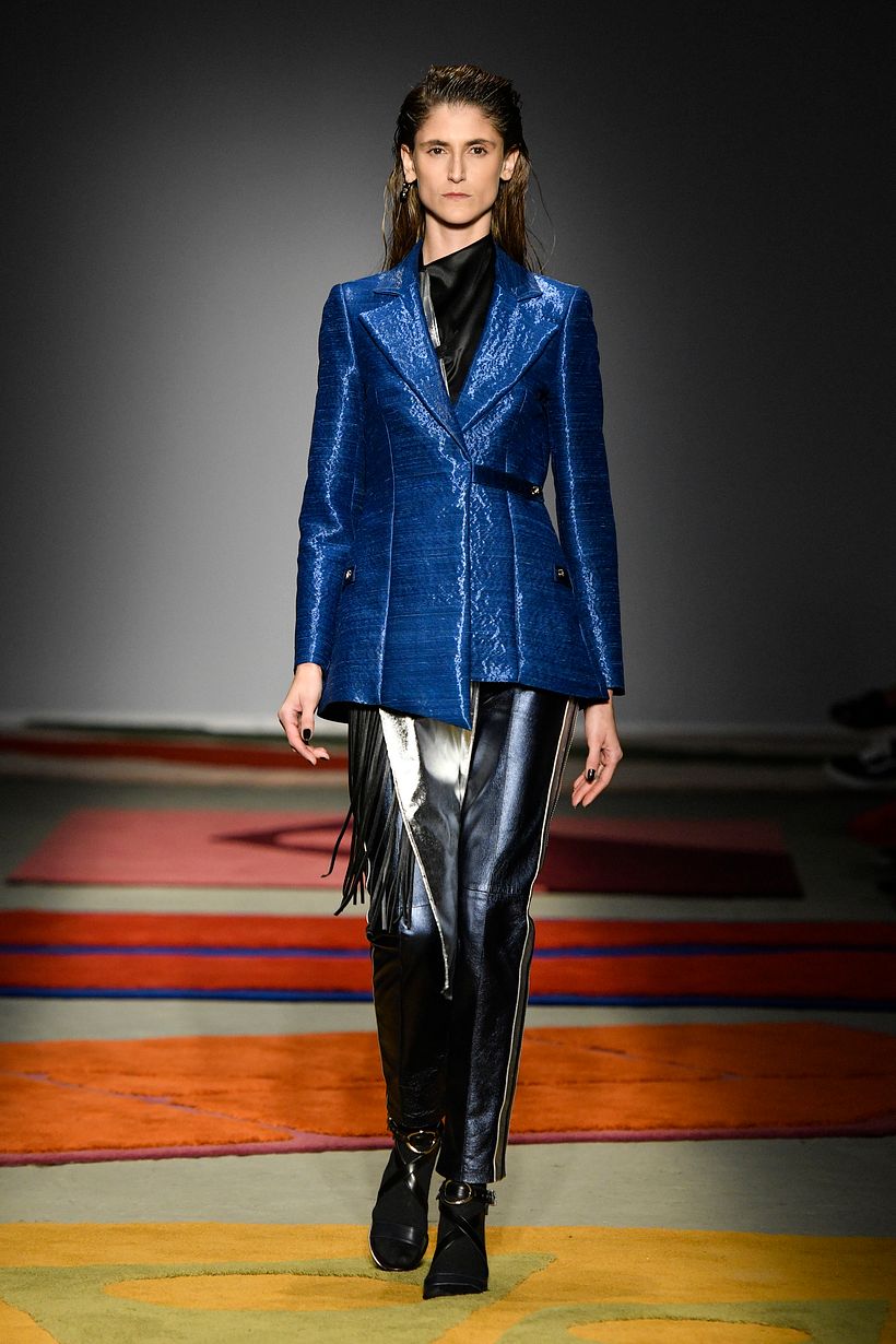 LOOK 36 - Silk blouse + Silk blazer + Leather cigarette pants
