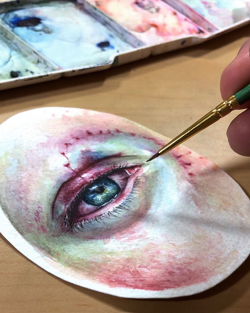 Framed Vintage Watercolor Eyes 4