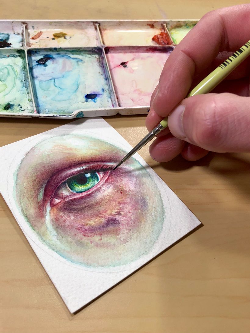 Framed Vintage Watercolor Eyes 2