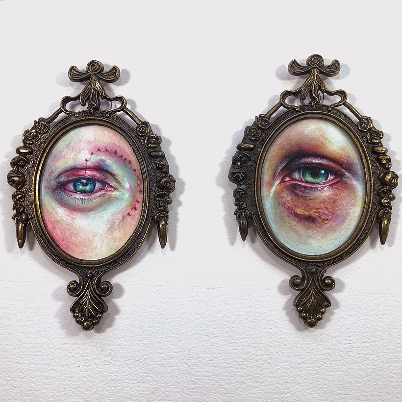 Framed Vintage Watercolor Eyes 5