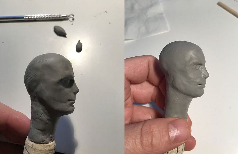 Primero trabajo el perfil del rostro.