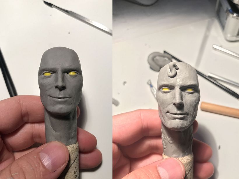 Más trabajo sobre todo en la mirada y en la expresión facial.