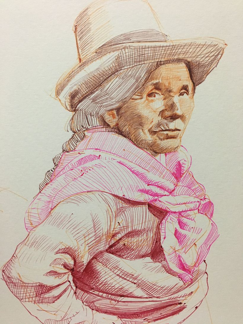 Dibujo de anciana campesina 2