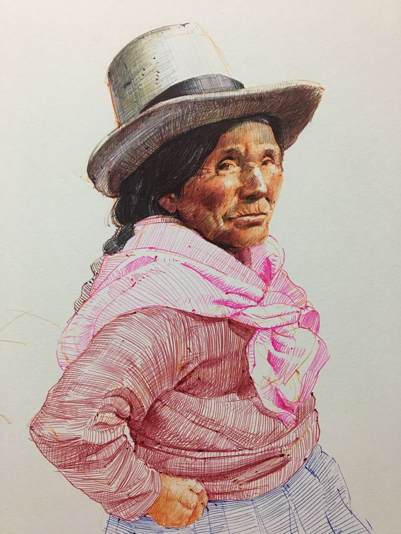 Dibujo de anciana campesina 4