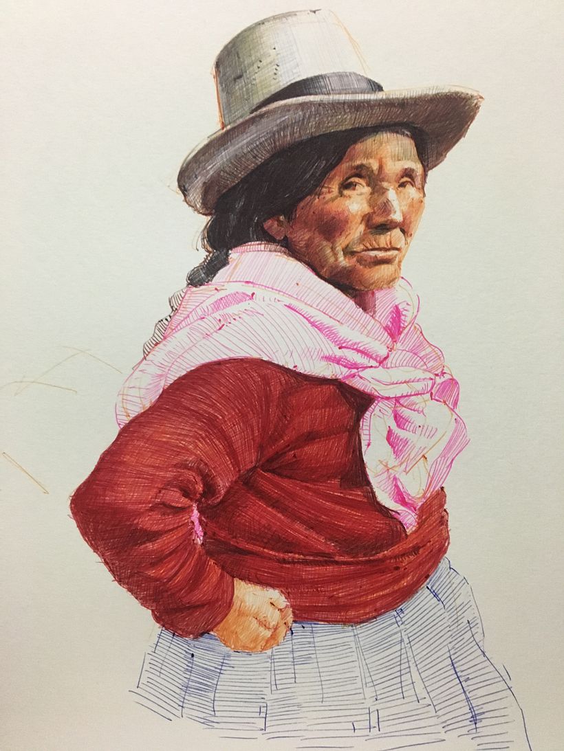Dibujo de anciana campesina 5