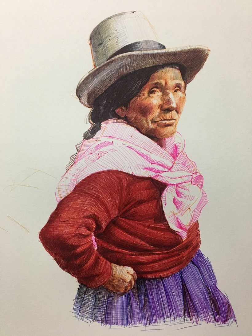 Dibujo de anciana campesina 6