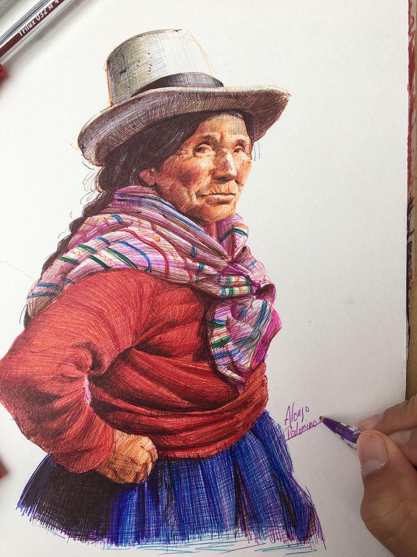 Dibujo de anciana campesina 9