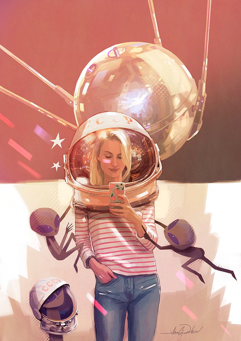 SPUTNIK SELFIE - Digital Drawing