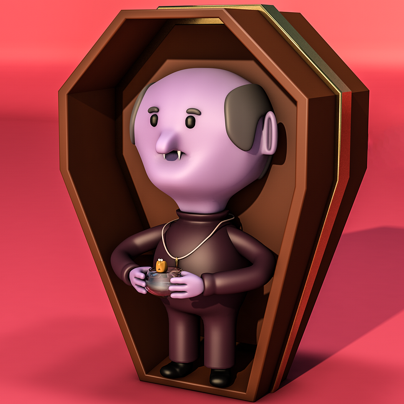 Old man vampire with a fish - 3D