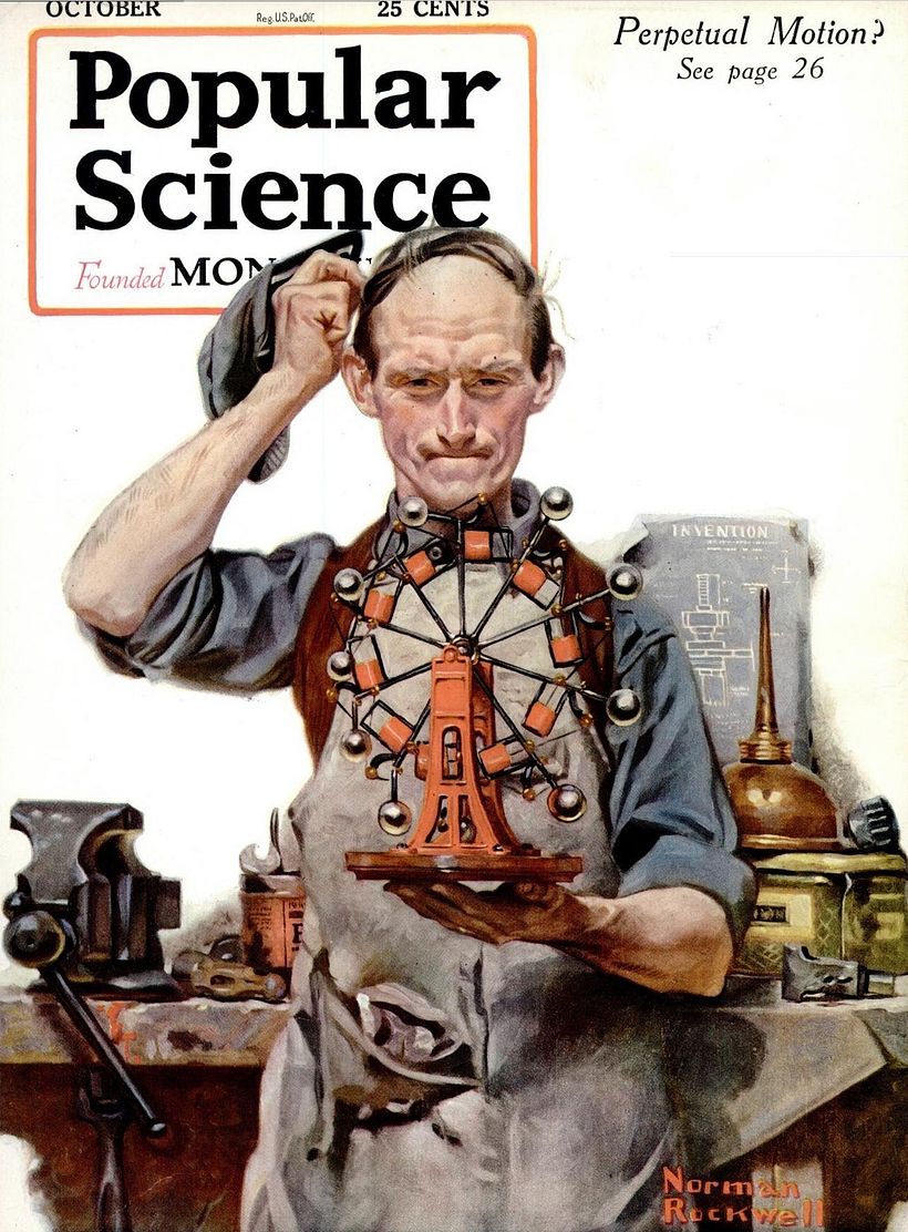Popular Science magazine cover by Norman Rockwell (1920).