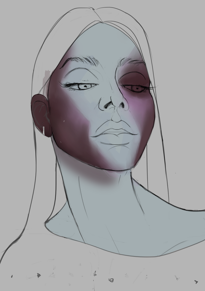 Primer intento de sombras, en un principio pensaba darle luz fría, pero me decidí al final por luz calida.