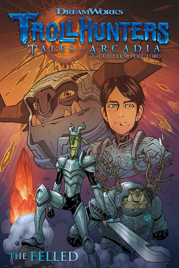 Trollhunters: The Felled continua eventos de la serie animada .(portada por Timothy Green II & Joe Silver con Wes Dzioba)