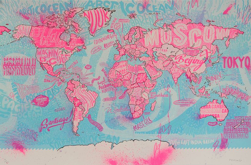 Capital Cities, 7 Colour Screenprint on Somerset Tub Sized 410gsm Paper, 99 cm x 64 cm