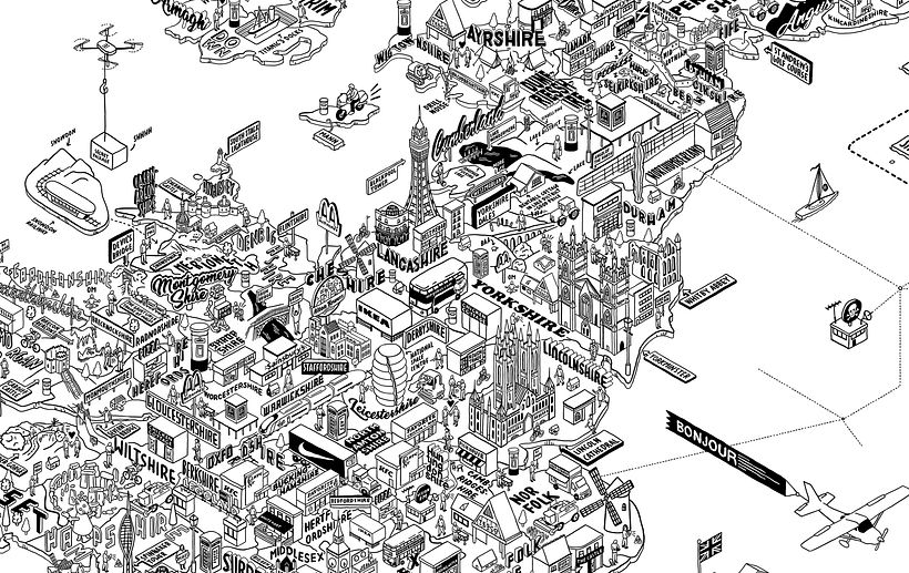 Detail of Shop on Every Corner. 1 Colour screenprint on 310gsm Gmund Action Paper, 95 cm x 64 cm