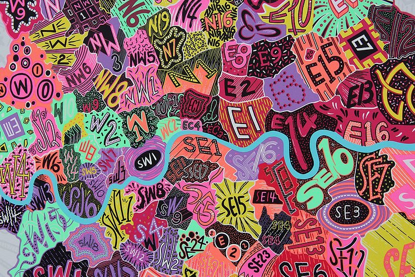 Detail of London Postcode Map