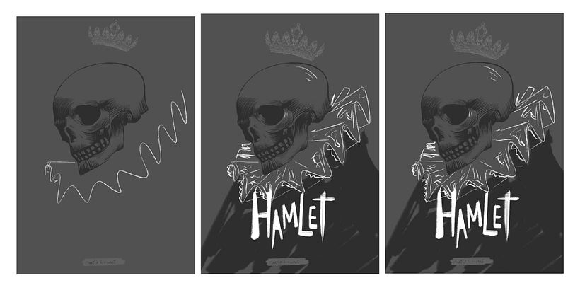 With one of the chosen ideas, I began to improve the lines and define the composition.