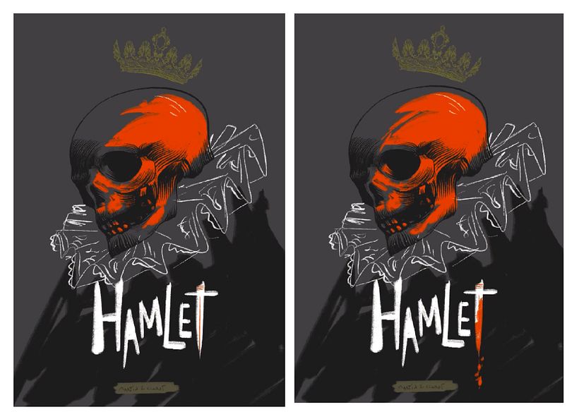 I moved forward with the colors and had the idea of adding a little red to the dagger that represents the letter T.