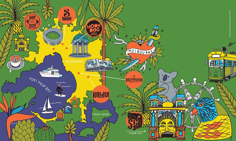 Mapa de Melbourne por Melanie Chadwick.