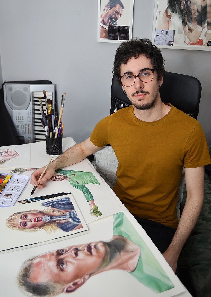 Carlos Rodríguez Casado in his home studio in the Legazpi neighborhood of Madrid