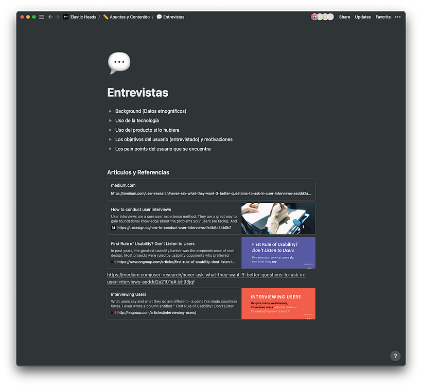 Documentación sobre cómo hacer entrevistas a usuarios